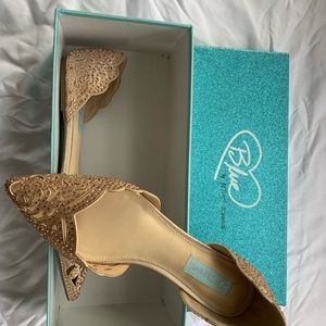 Used Betsey Johnson rose gold bridal flats- size 8